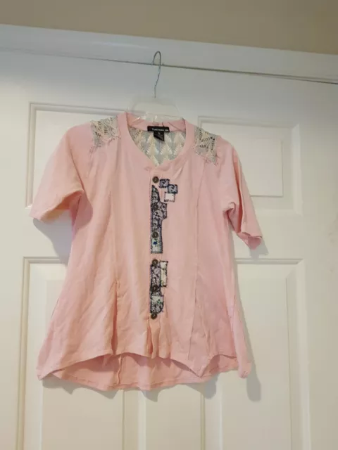 Girls Top Sz S Pink Short Sleeve Pure Rebel Girl