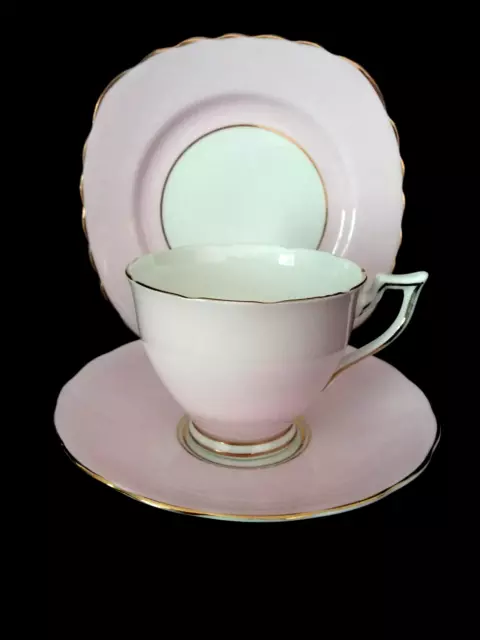 COLCLOUGH BONE CHINA BABY PINK TEA TRIO c1940s