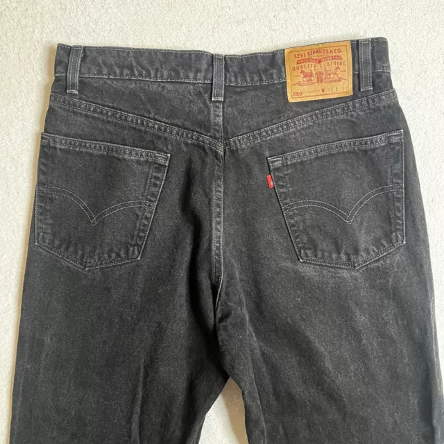 VINTAGE LEVIS 550 Relaxed Fit Jeans Mens 36 (34x28) Black Denim Made in ...