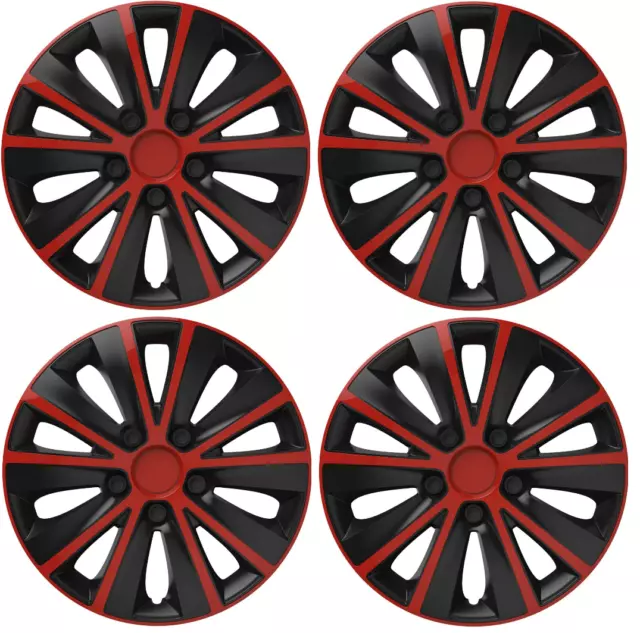 Renault Captur Clio Wheel Trims Hub Caps Plastic Covers Set Black Red 15" Inch