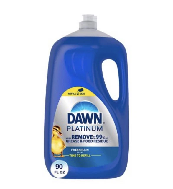 DAWN PLATINUM DISHWASHING Liquid Dish Soap, Refreshing Rain 90 oz. Fast