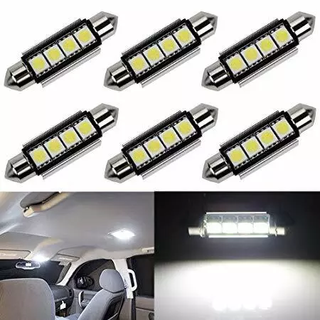 6x Navettes LED 42mm C5W Ampoules 6000K CanBus Festoon 5050 SMD Blanc Xénon