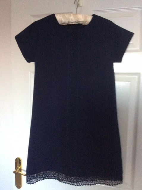 NEXT Girls Smart Navy Blue Dress, Age 14 Party T Shirt Style Broderie Anglais