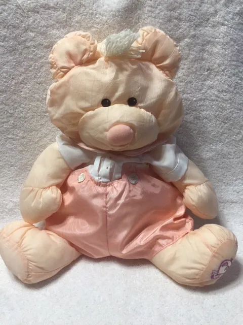 Vintage 1986 Fisher Price Puffalump 16” peach TEDDY BEAR plush animal Outfit