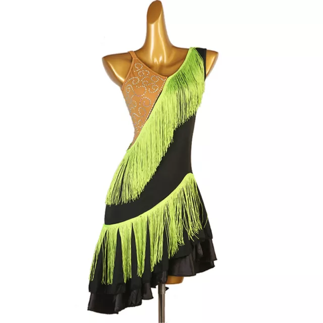 Latin Dance Dress Salsa Tango Cha cha Ballroom Rhinestone Competition Dress F851