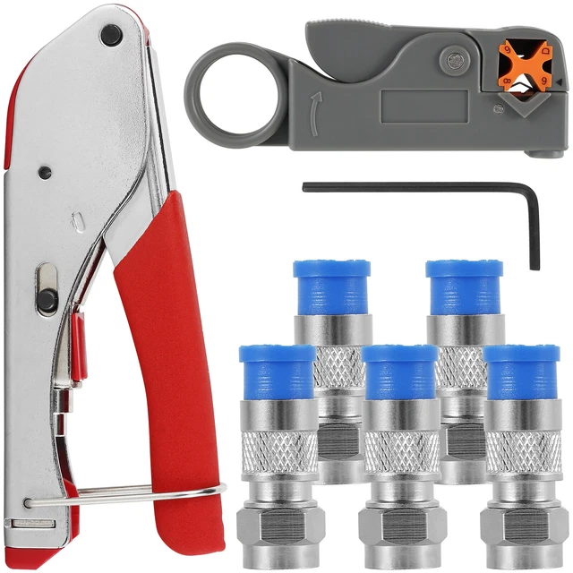 Coaxial Cable Crimper Tool Kit Coaxial Compression Safe Coaxial Wire Stripper -