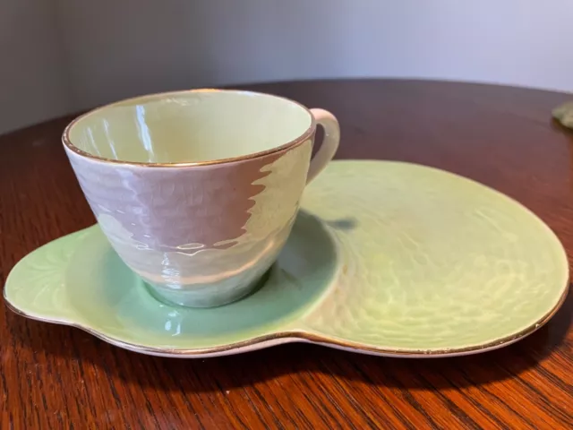 Vintage Maling Green Lustre Ware Iridescent Tennis Cup and Saucer/Plate