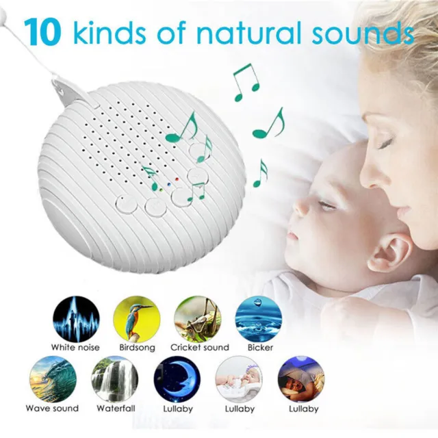 White Noise Machine Portable Sleep Aid 10 Soothing Natural Sounds for Adult Baby