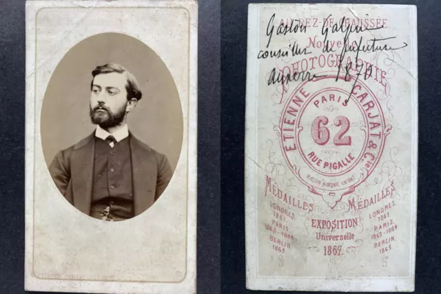 Carjat, Paris, Gaston Galpin, conseiller de préfecture, Auxerre Vintage cdv albu