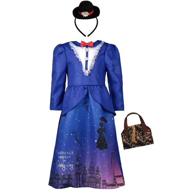 DISNEY MARY POPPINS Kids Fancy Dress Costume Outfit Blue Hat Bag Childrens  Tu 16.99 - PicClick UK
