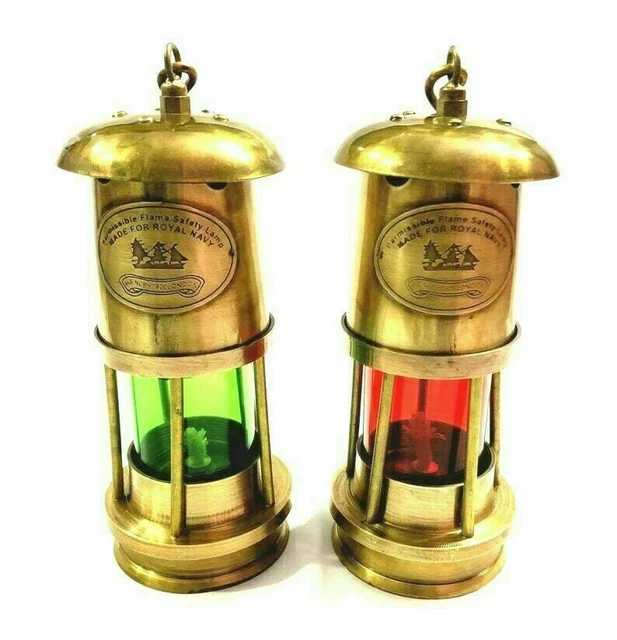 Set Mit 2 Messing Minor Öl Lampe Antik Nautisch Schiff Laterne Maritim Boot Hell
