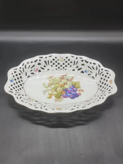 Vintage Bavaria Bowl Serving Bowl Oval White Large Fruit Good Condition