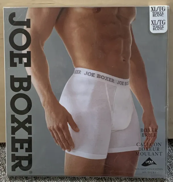 Vintage Joe Boxer Men’s Boxer Brief Underwear Size XL White w/Gray Letters NOS