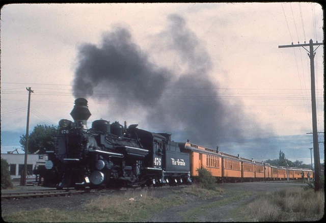 D&RGW Rio Grande 476 Alamosa, CO 1958 duplicate slide
