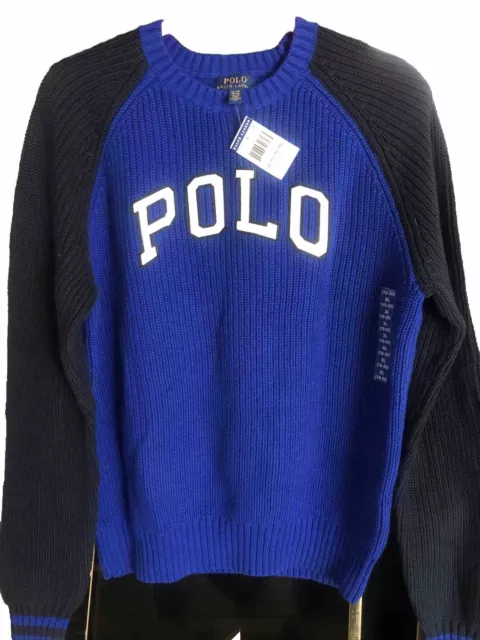 NWT Blue Ralph Lauren Polo Colorblock Sweater Boy’s XL 18-20