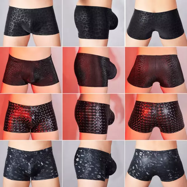 Men's Shiny Leopard Snake Print Boxer Shorts Underpants Stretch Briefs Underwear 2