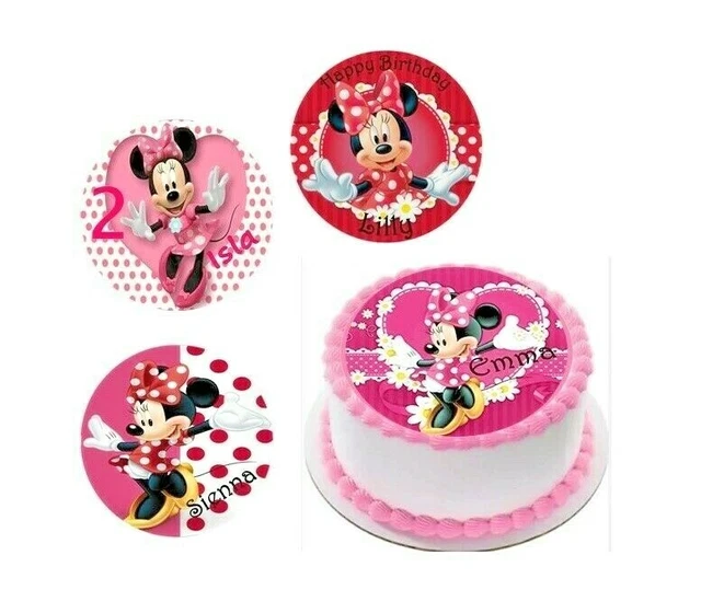 MINNIE MOUSE EDIBLE IMAGE CAKE TOPPER PRE-CUT THICK ICING SHEETS round ...
