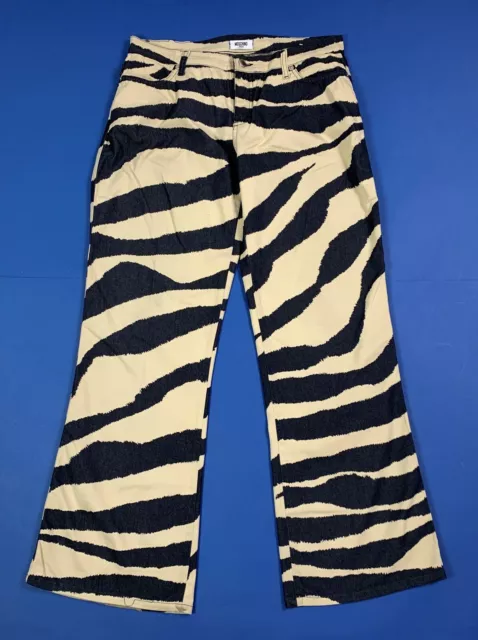 Moschino jeans pantalone donna usato W30 tg 44 zebrato bootcut a zampa T7921
