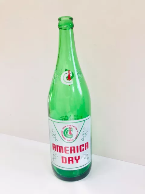 America Dry Vintage Pop Soda Glass Bottle Green Large 28oz Canada Orange Crush