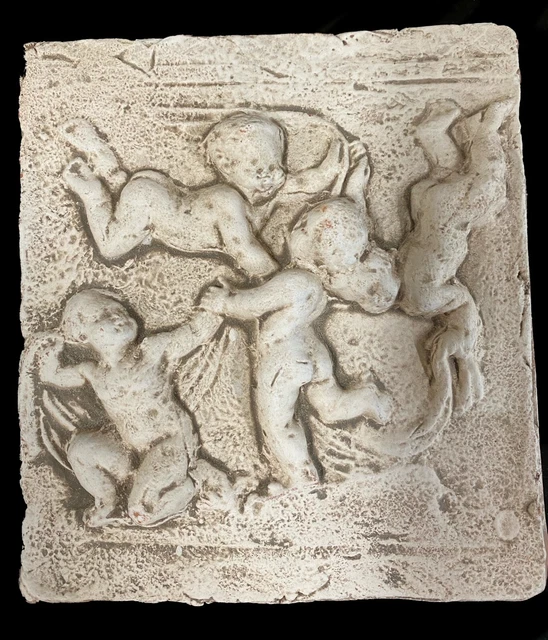 Importante terracota catalana de mediados del siglo XIX. Ángeles de la guarda.