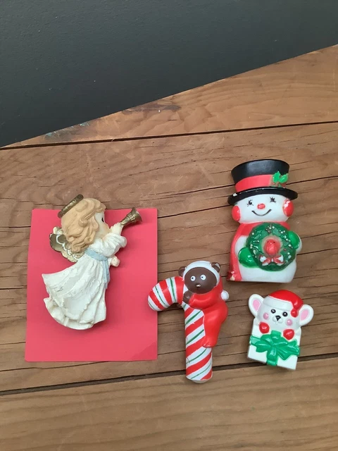 Christmas Pins  Precious Moments Angel Candy Cane Mouse Snowman Avon Hallmark