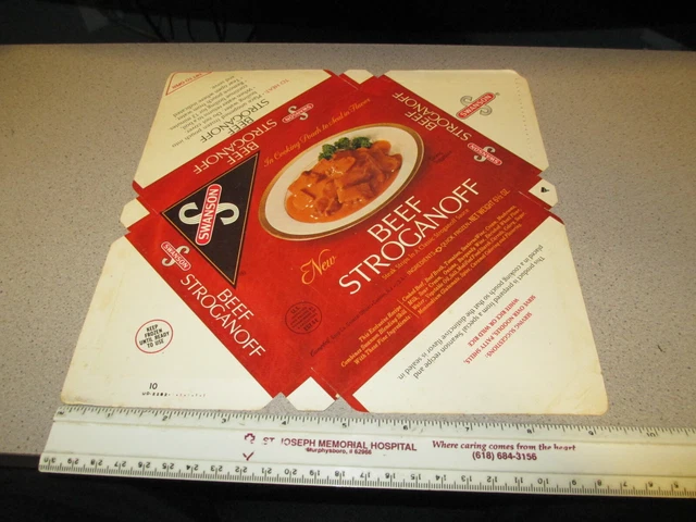 SWANSON 1970s TV dinner BEEF STROGANOFF unused frozen food box Campbell's Soup