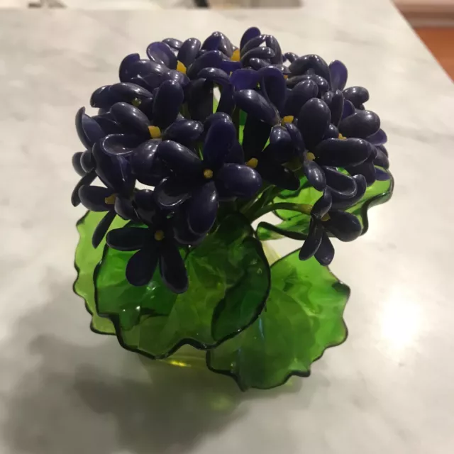 Vintage C.K. Ind. Co Purple Violets Lucite Acrylic Plastic Flower Bouquet MCM