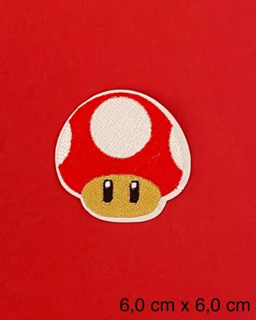 Bügelbild, Patch, Aufnäher,  Aufbügler, Flicken für SUPER MARIO* Fans/PILZ rot