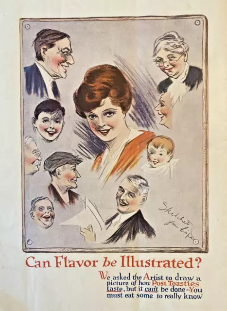 1917 POST TOASTIES Cereal Vintage Print Ad FULL PAGE 9x12" Original Advert Art