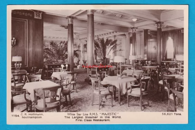 Original RP Postcard White Star Line R.M.S. MAJESTIC 1st Class Restaurant