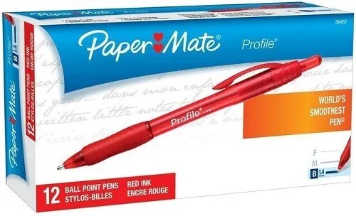 Paper Mate Profile Retractable Ballpoint Pens, Bold Point 1.4mm, Red