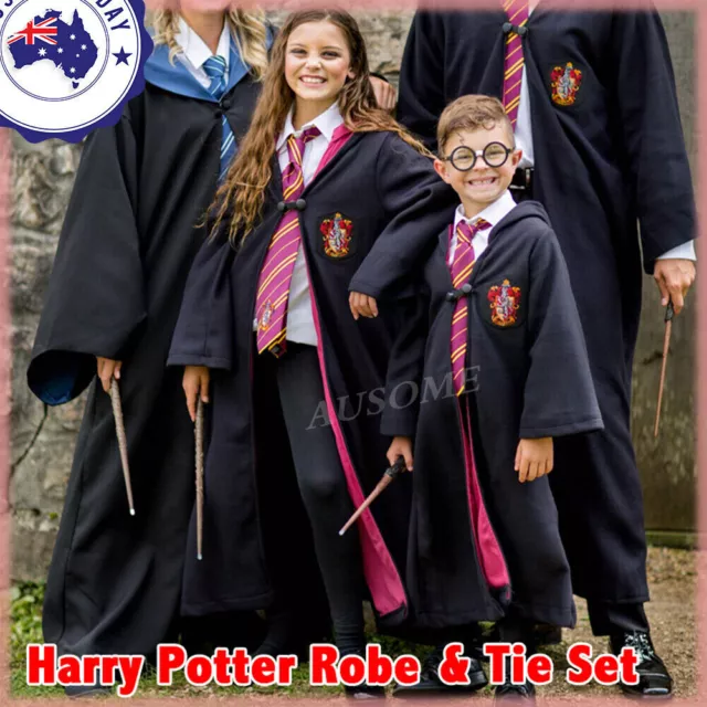 Book Week Harry Potter Gryffindor Adult Kids Robe Tie Glasses Costume Cosplay 2