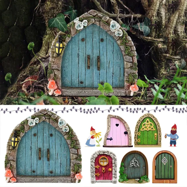 Elf Fairy Door Miniature Garden Tree Doors Miniature Yard Art Wooden Sculptures*