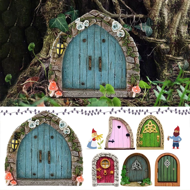 Elf Fairy Door Miniature Garden Tree Doors Miniature Yard Art Wooden Sculptures*