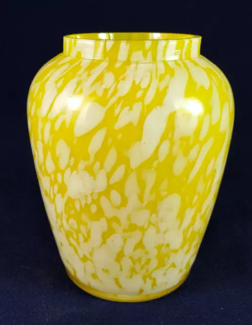 Vintage Yellow and White Hand Blown Art Glass Vase - 10.5cm tall