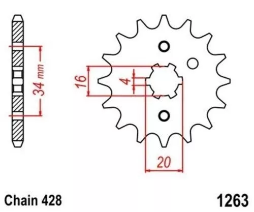 Pignon Sortie Boite Avant 17 Dents Chaîne 428 pour YAMAHA DT 125 LC 1982-88