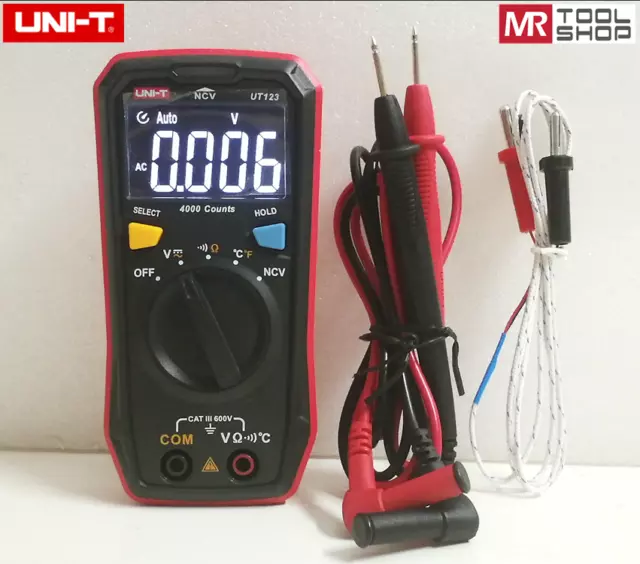 Uni-T UT123 multimètre numérique AC DC Voltmètre Ohmmètre NCV Test EBTN Affichag