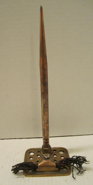 Old Unusual I.p.c. Lightning Rod Weathervane W/ Bronze Flat Roof Brace