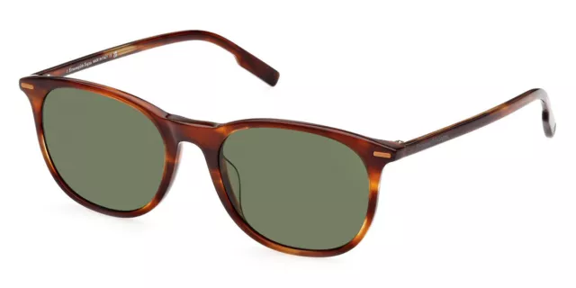 Ermenegildo Zegna EZ0203 Sunglasses Shiny Vintage Havana/Vicuna Green 53mm
