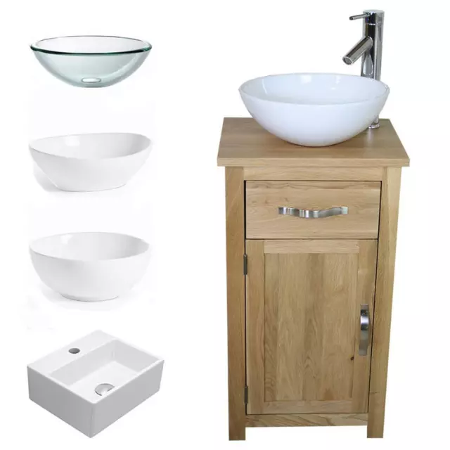 Solid Oak Bathroom Cabinet | Compact Vanity Sink | Small Bathroom Vanity Units