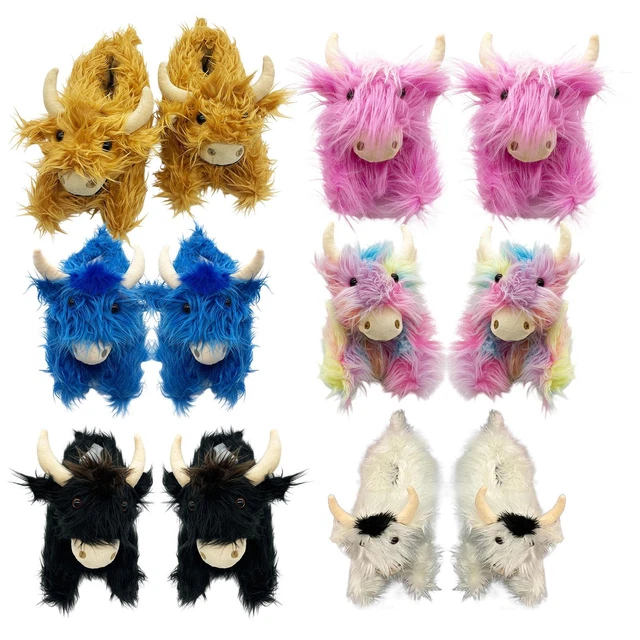 Highland Kuh Hausschuhe - Flauschig Warm Mit Anti-Rutsch Sohle
