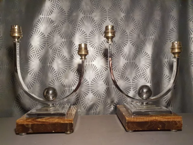 ancienne paire pied de lampes art déco 1930 design moderniste superbe!