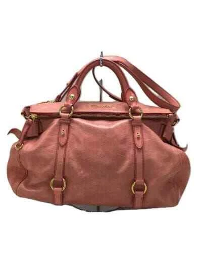 MIU MIU Shoulder Bag Leather PNK Plain State Consideration 2WAY VITELLO LUX