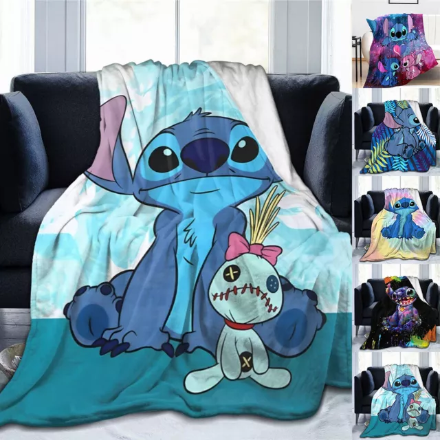 Kinder Erwachsene 3D Lilo und Stich Cartoon Sofa Decke Plüschtier ultra weich