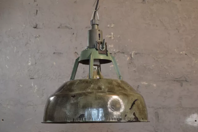 Enamel pendant lamp green| Industrial pendant lamp | Old factory lamp