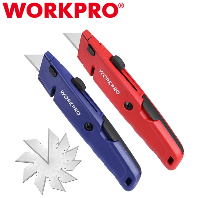 WORKPRO RETRACTABLE UTILITY Knife Box Cutter Quick Change w/ Extra