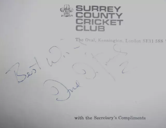 Vintage 1970's Cricket Autograph - Fred Titmus of Middlesex, Surrey and England 3