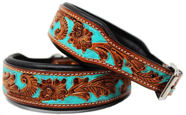 Ridex Western Hand Tooled Genuine Leather Dog Collar Free Shipping.