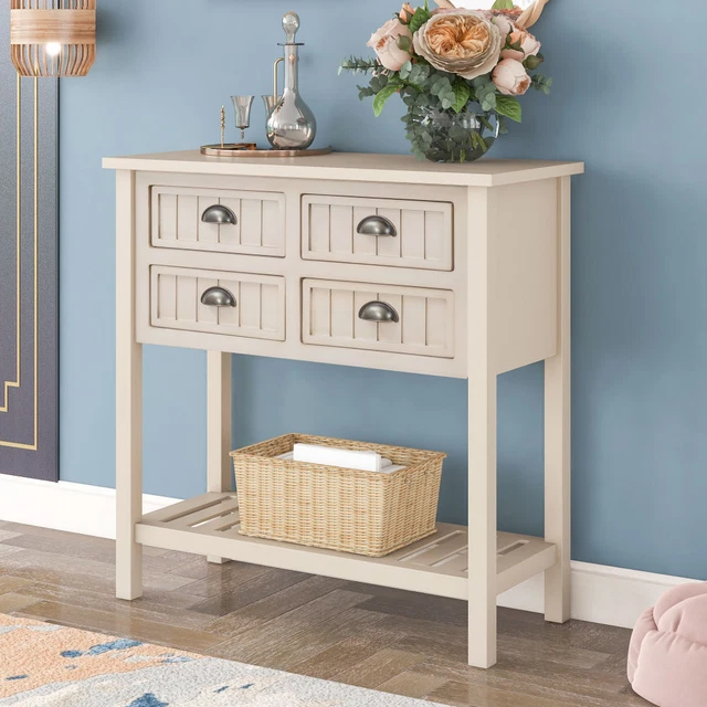 TREXM Cambridge Series Buffet Sideboard Console Table with Bottom Shelf (Gray)