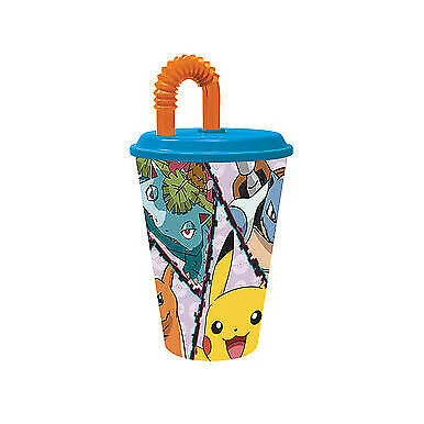 Verre Tumbler Pokémon Pikachu Avec Pailles En Métal - 485 Ml - Licence Officielle - Idéal Boisson Fraîche